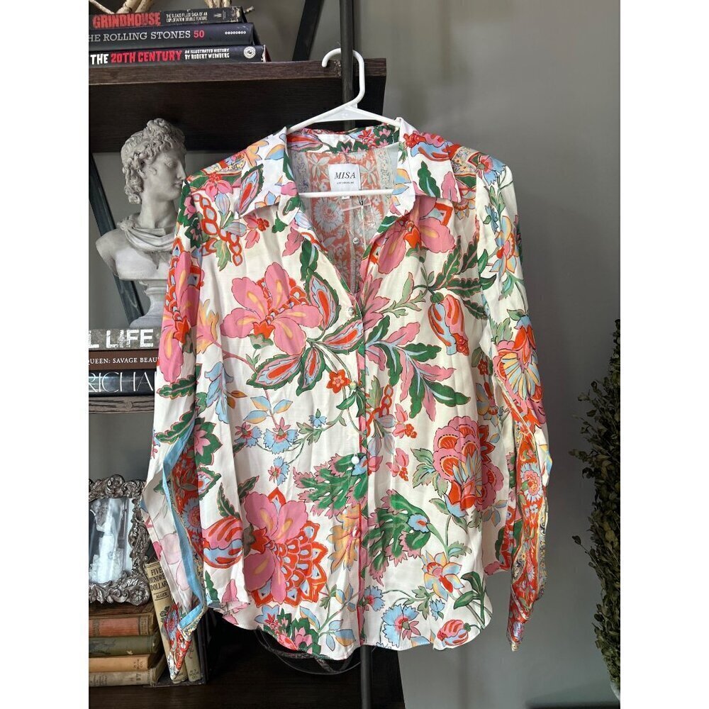 MISA LOS ANGELES Roya Top Blouse Casablanca Border Mix Womens Size Small - Picture 4 of 10